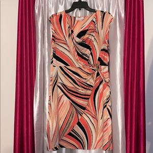 Calvin Klein Faux Wrap Dress with Cowl Neck